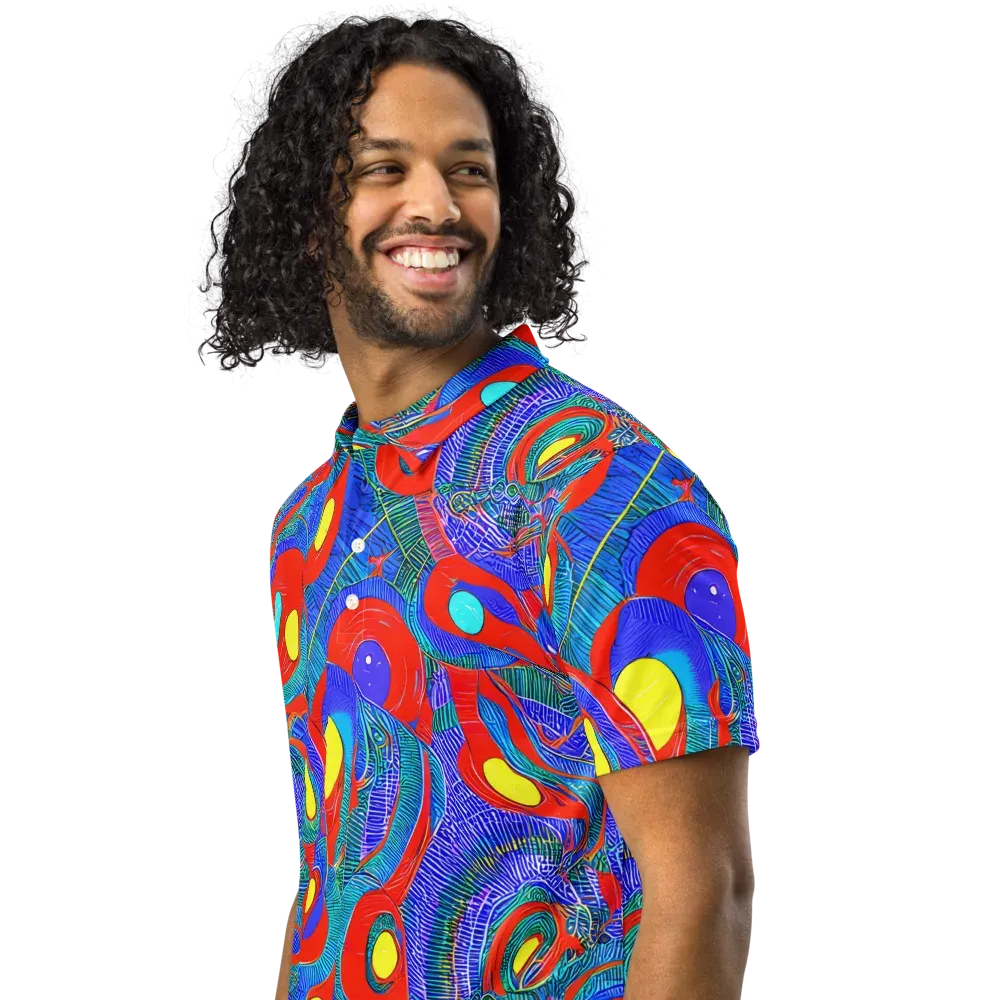 Red Tide Electric on Men's Slim Fit Polo Shirt — Left Front