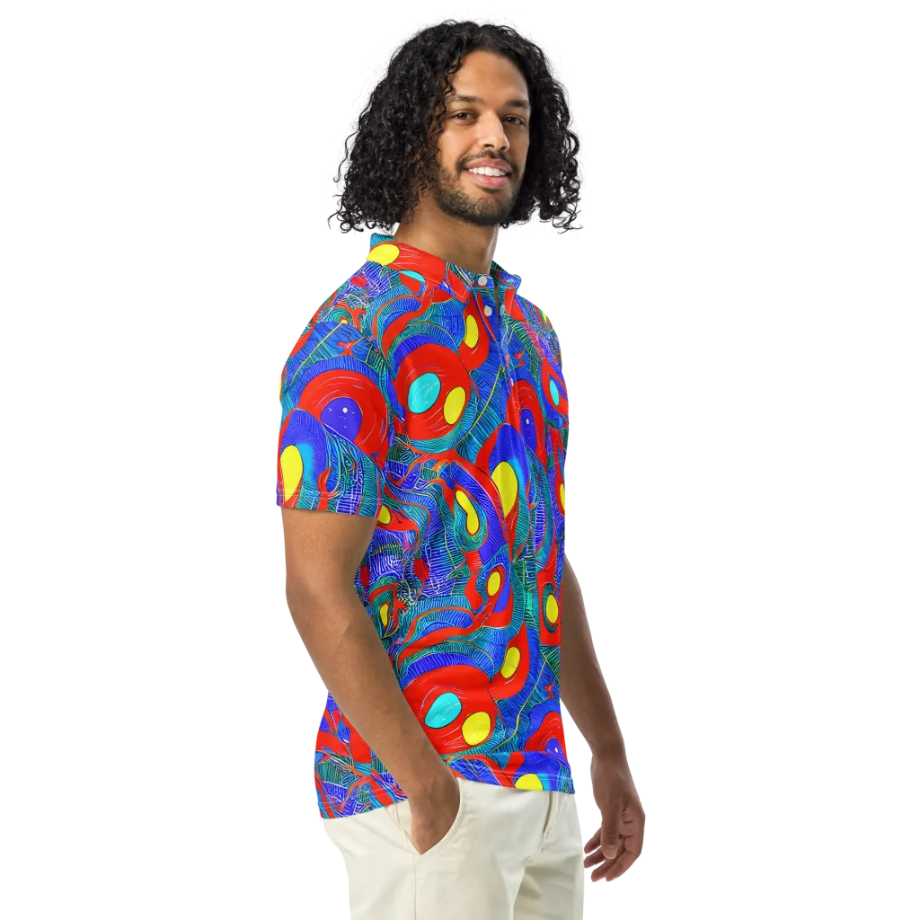 Red Tide Electric on Men's Slim Fit Polo Shirt — Right Front