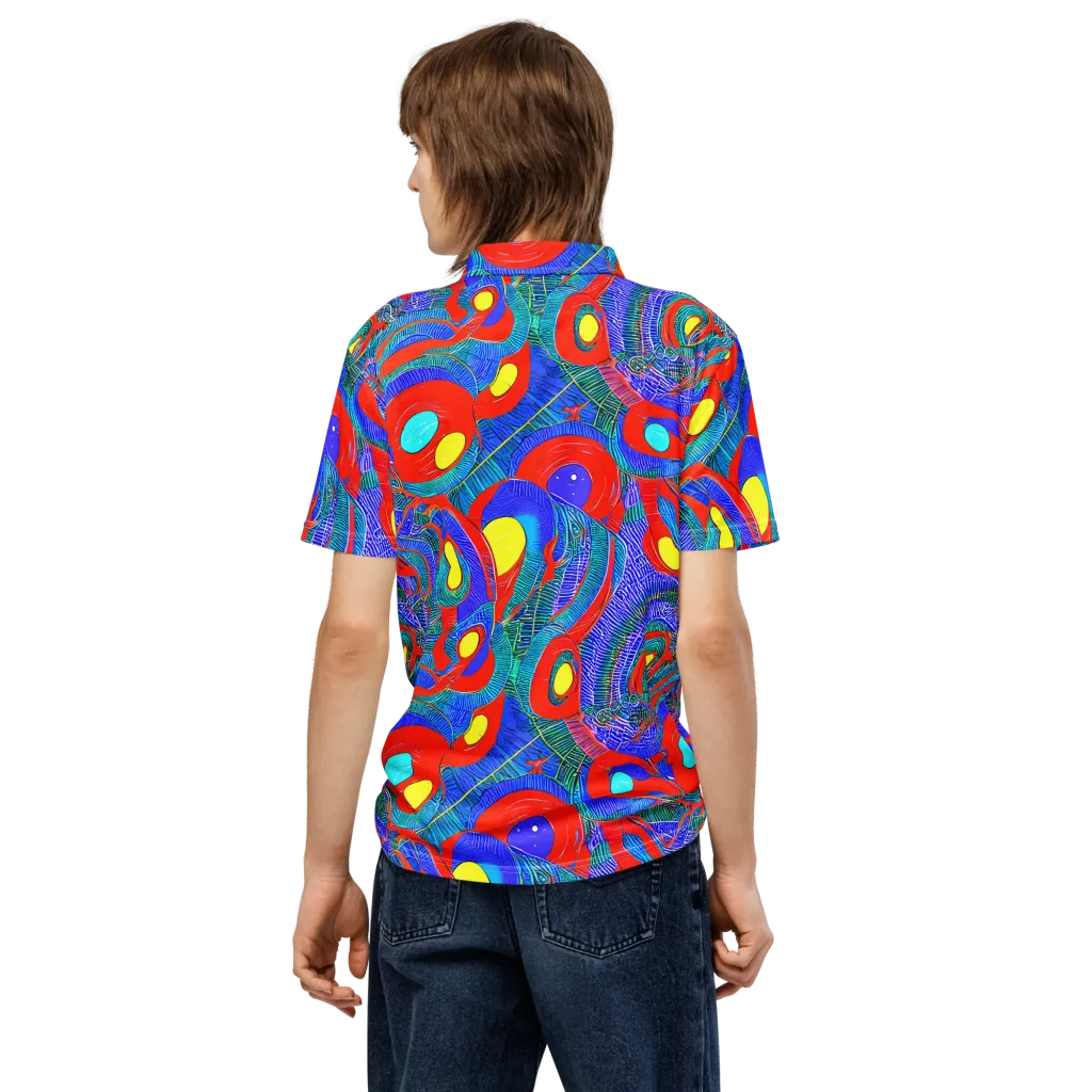 Red Tide Electric on Men's Slim Fit Polo Shirt — Back