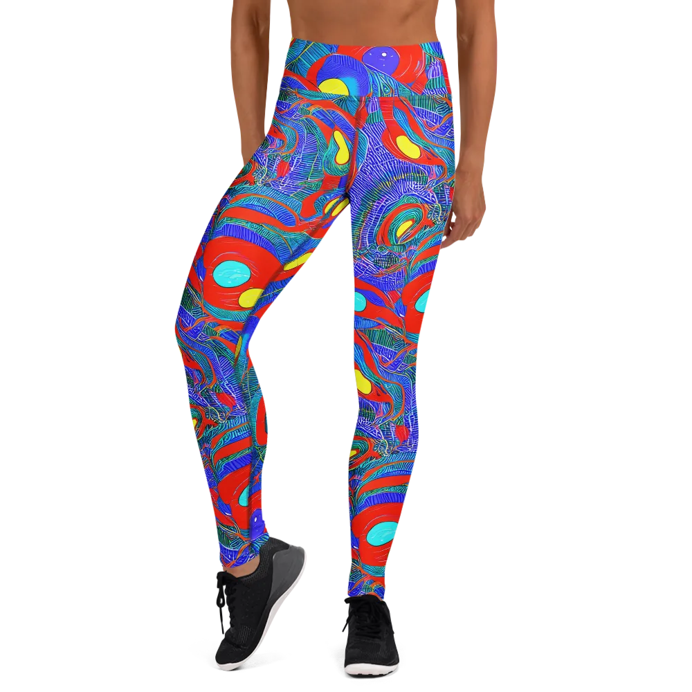 Red Tide Electric on Yoga Leggings — Front