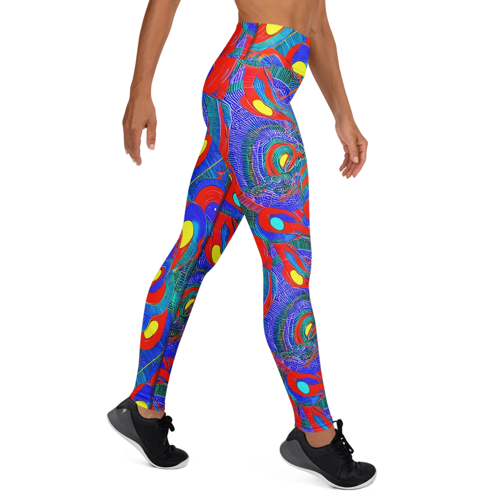 Red Tide Electric on Yoga Leggings — Right