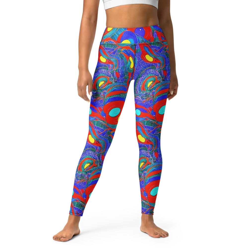 Red Tide Electric on Yoga Leggings — Front