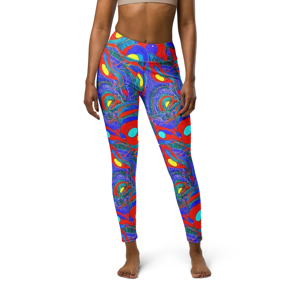 Red Tide Electric on Yoga Leggings — Front