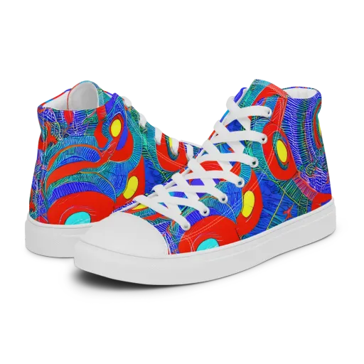Red Tide Electric on a Men's High Top Canvas Shoes