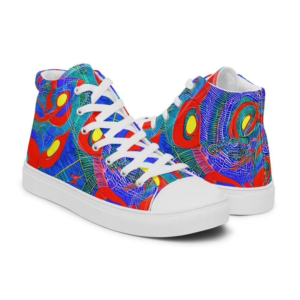 Red Tide Electric on Men's High Top Canvas Shoes — Right