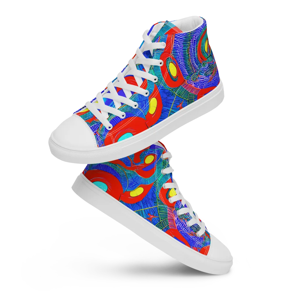 Red Tide Electric on Men's High Top Canvas Shoes — Front