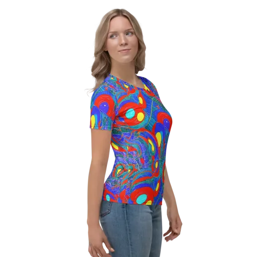 Red Tide Electric on a Women's Crew Neck T-Shirt