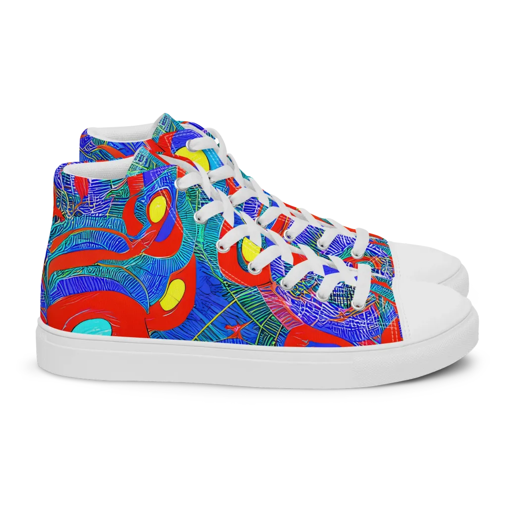 Red Tide Electric on Women's High Top Canvas Shoes — Right