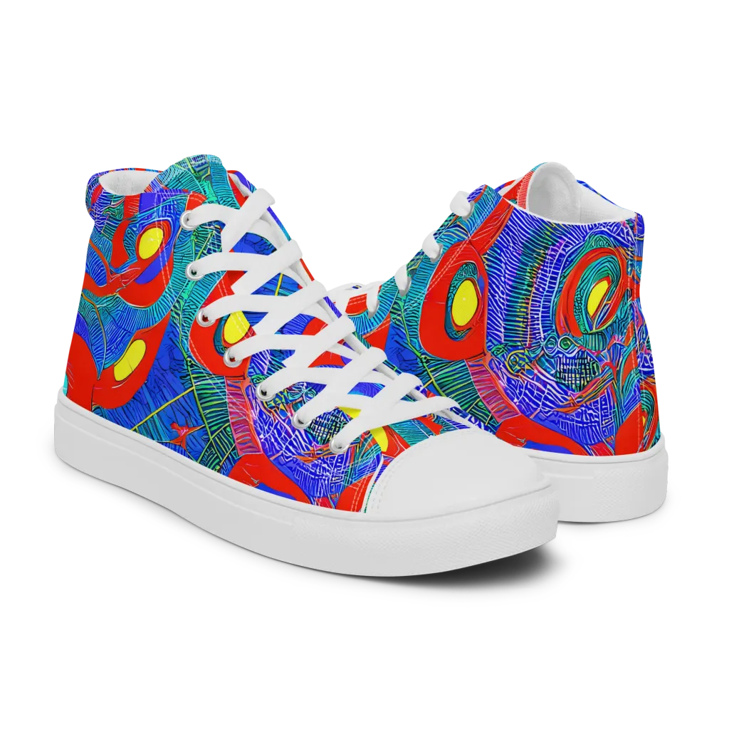 Red Tide Electric on Women's High Top Canvas Shoes — Right
