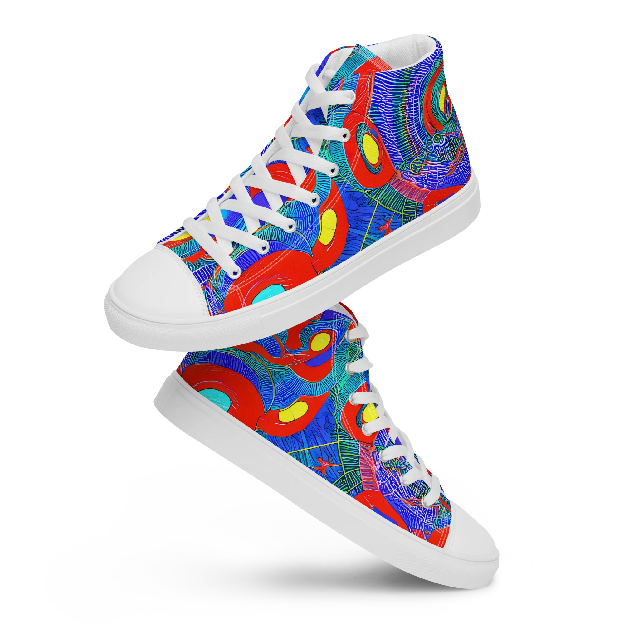 Red Tide Electric on Women's High Top Canvas Shoes — Front