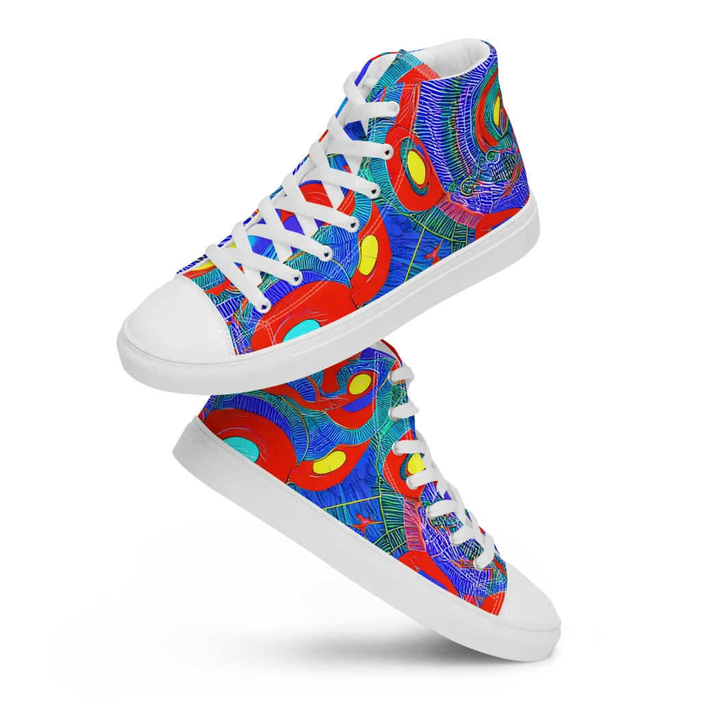 Red Tide Electric on Women's High Top Canvas Shoes — Front
