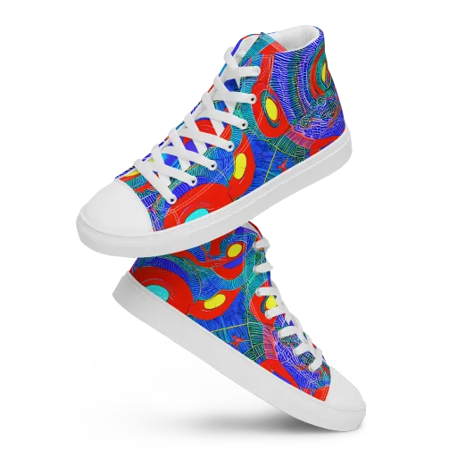 Red Tide Electric on a Women's High Top Canvas Shoes