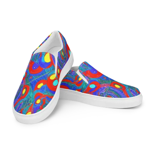 Red Tide Electric on a Men's Slip-On Canvas Shoes