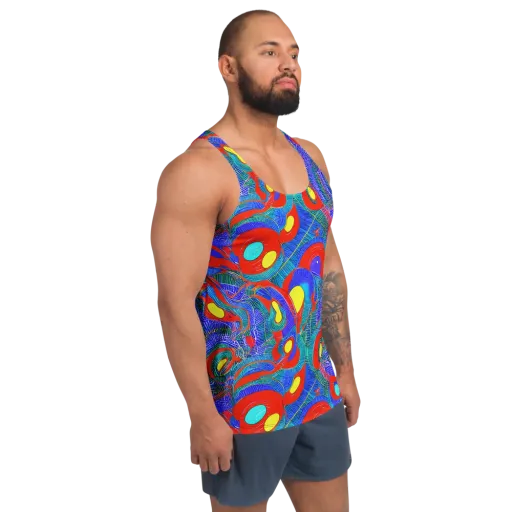 Red Tide Electric on a Men's Tank Top