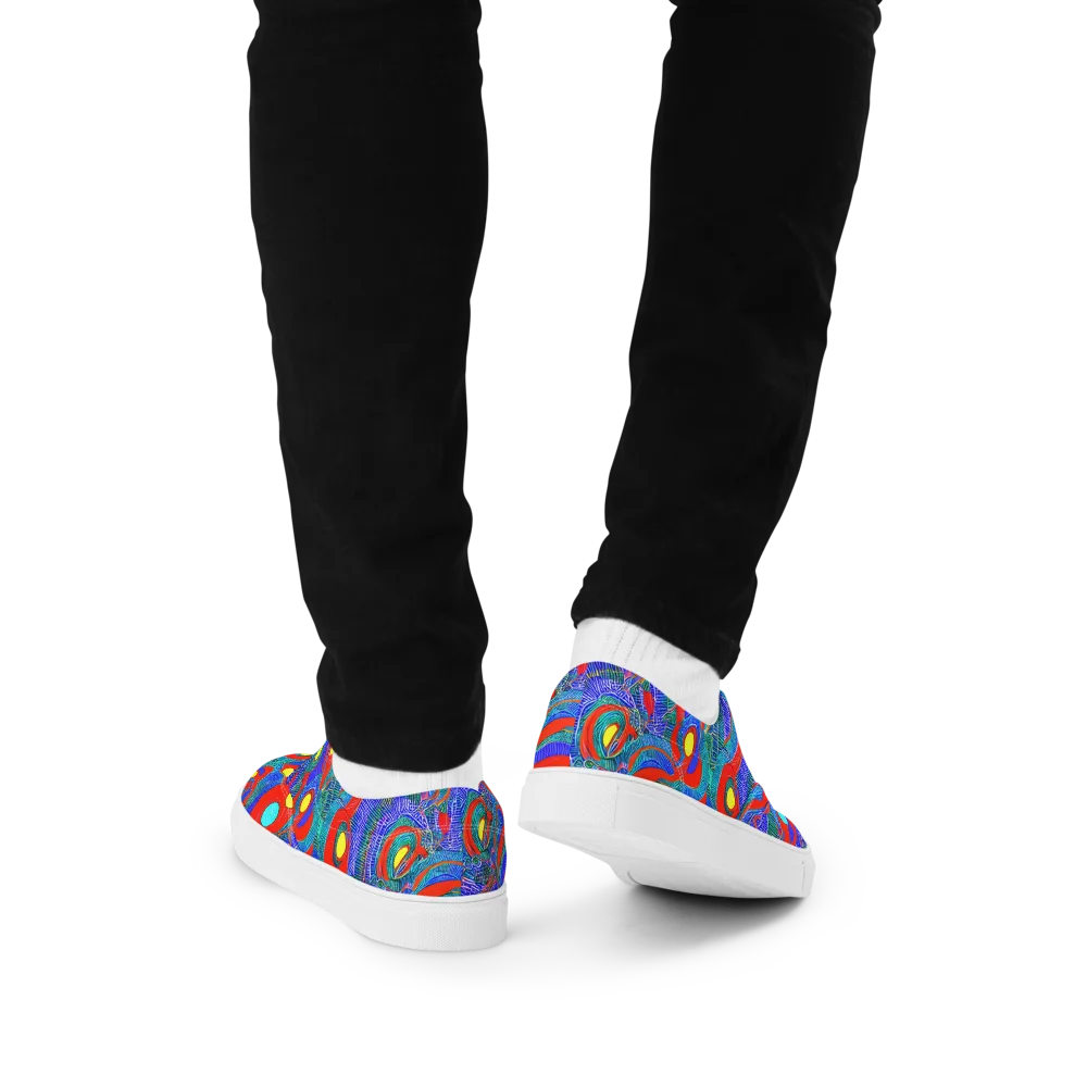 Red Tide Electric on Men's Lace-Up Canvas Shoes — Back