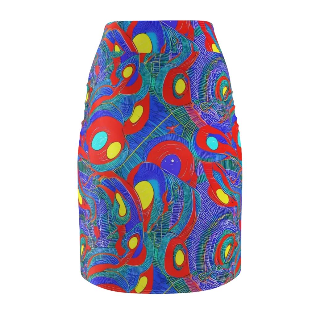 Red Tide Electric on Pencil Skirt — Back