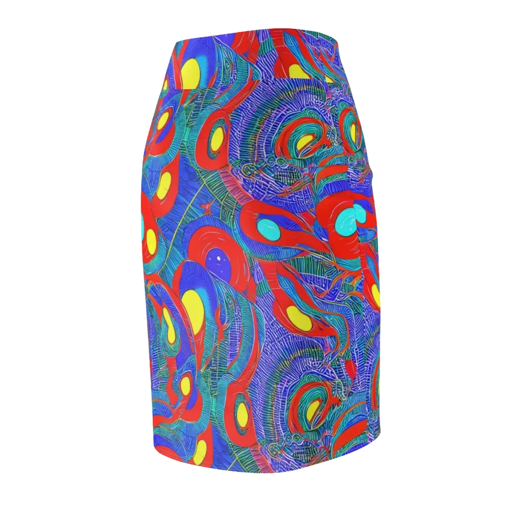 Red Tide Electric on Pencil Skirt — Back Side