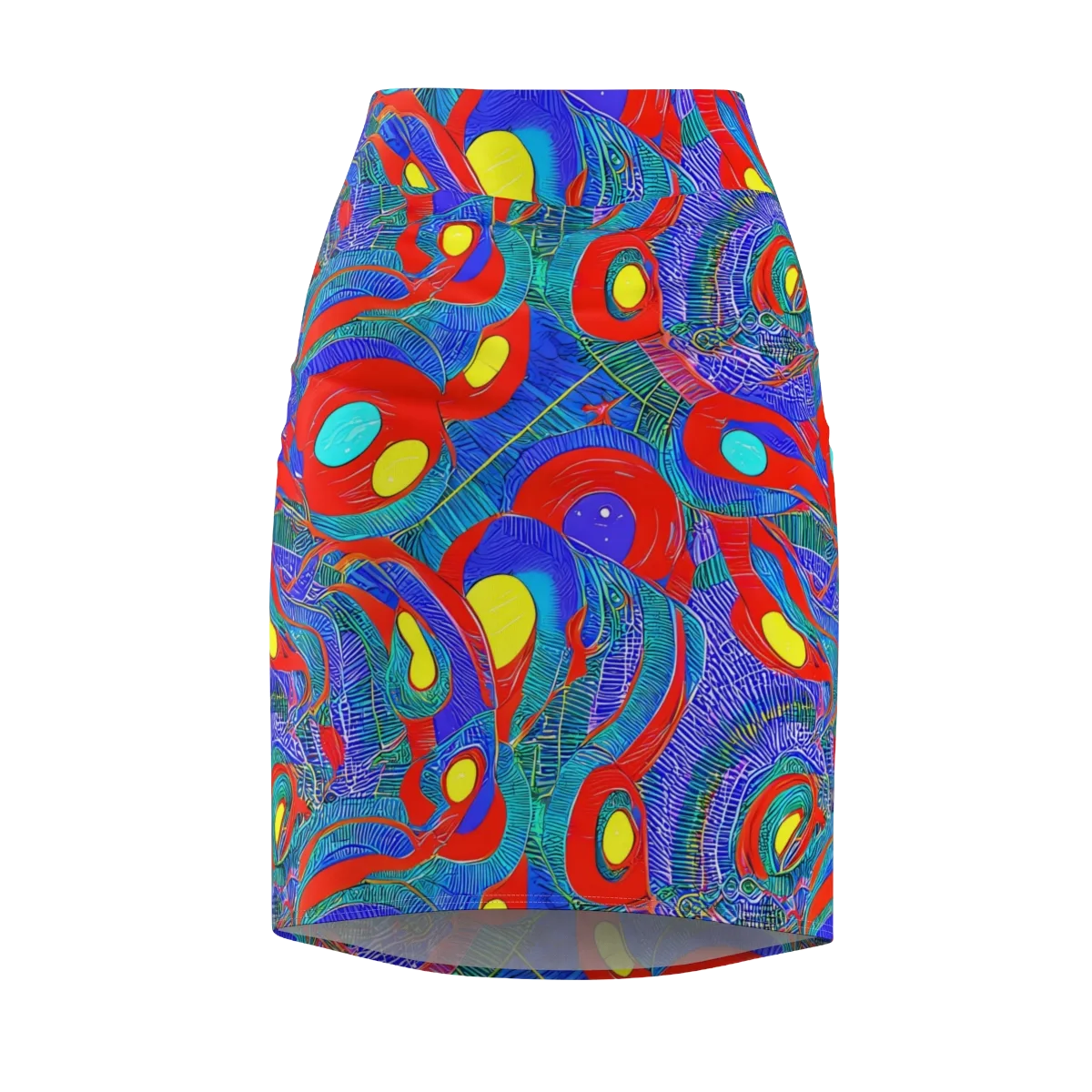 Red Tide Electric on Pencil Skirt — Front