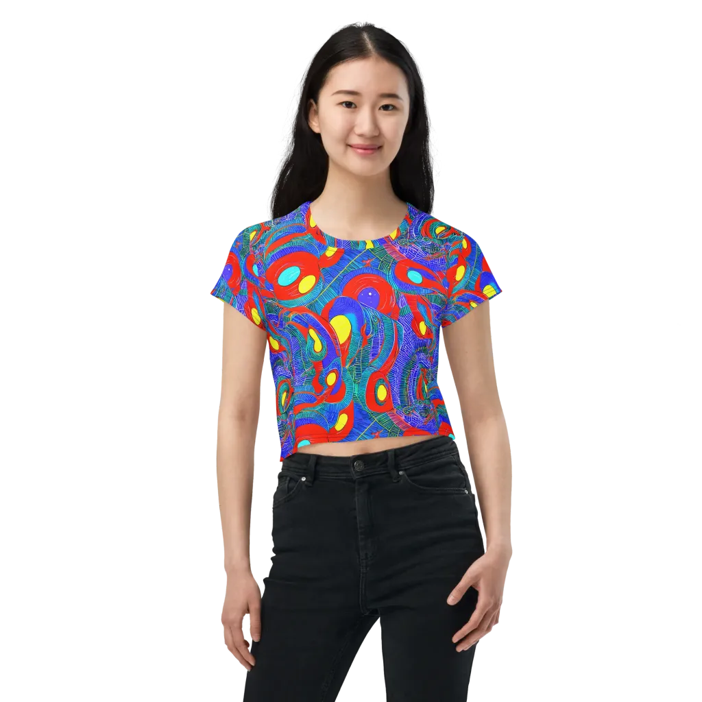 Red Tide Electric on Crop Tee — Front