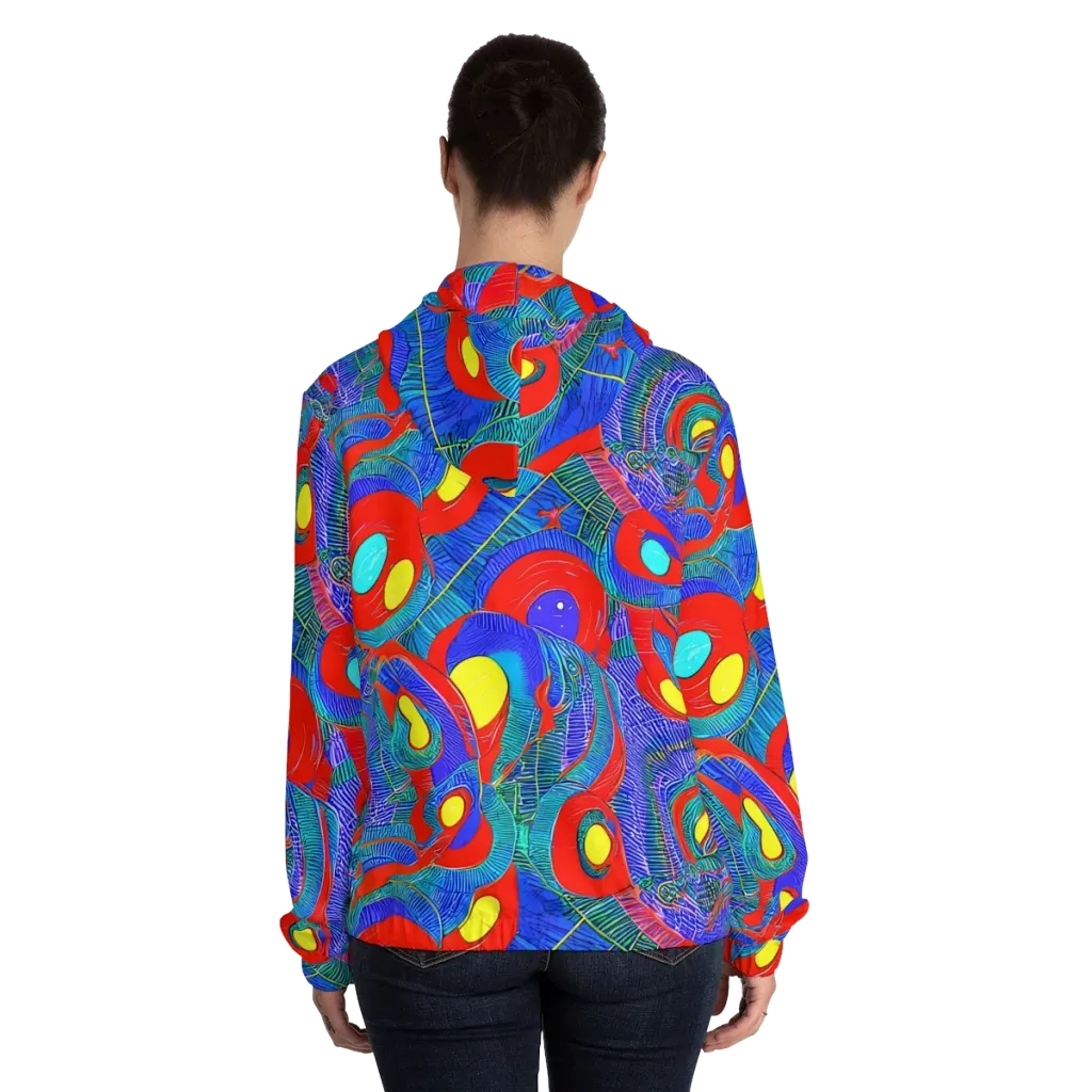 Red Tide Electric on Women's Full-Zip Hoodie — Back On Person
