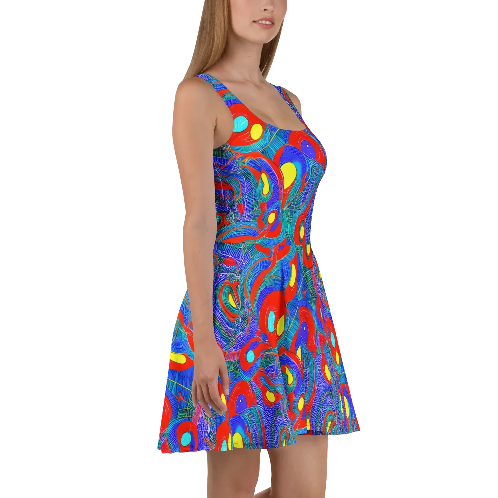 Red Tide Electric on Skater Dress — Right