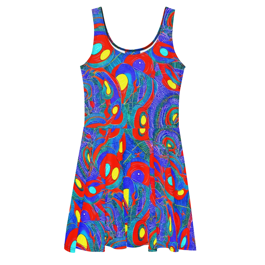 Red Tide Electric on Skater Dress — Front