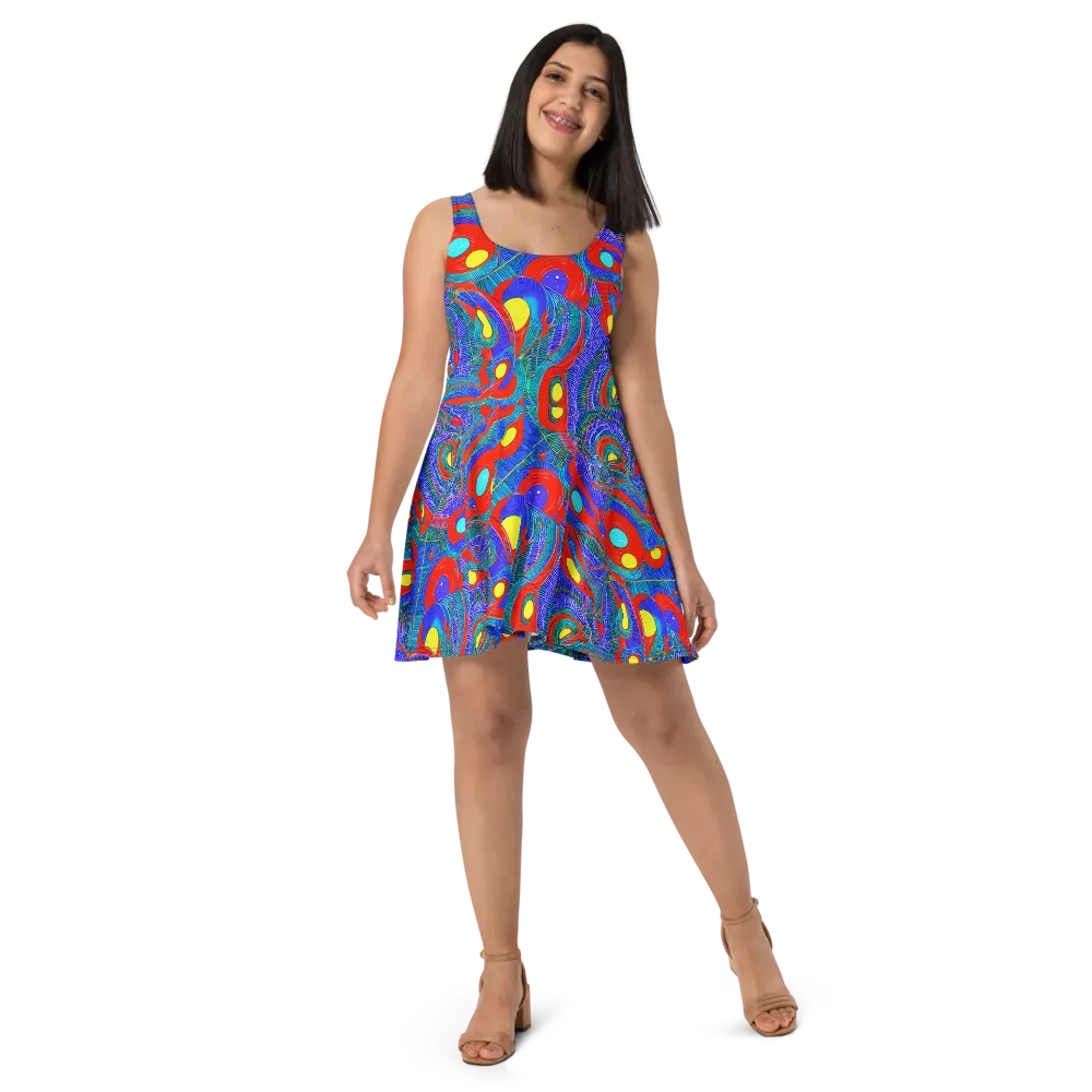 Red Tide Electric on Skater Dress — Front