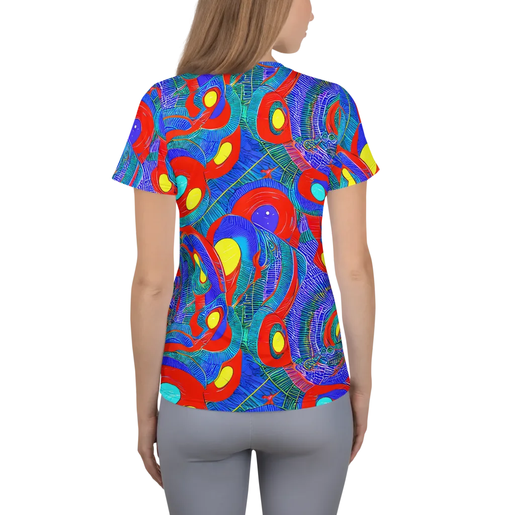Red Tide Electric on Women's Athletic T-Shirt — Back