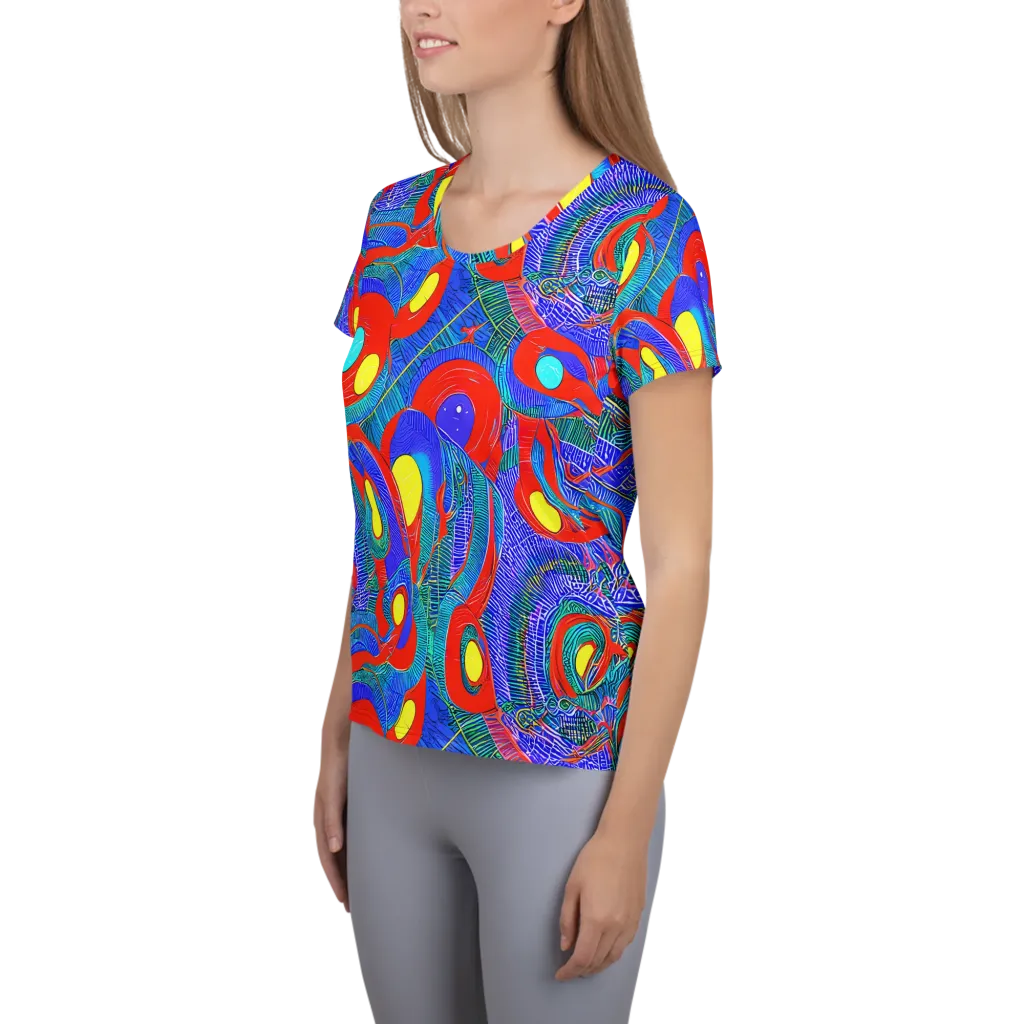 Red Tide Electric on Women's Athletic T-Shirt — Left
