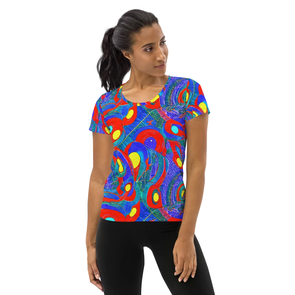 Red Tide Electric on Women's Athletic T-Shirt — Front