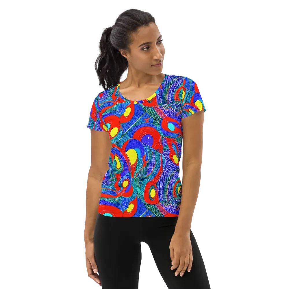 Red Tide Electric on Women's Athletic T-Shirt — Front