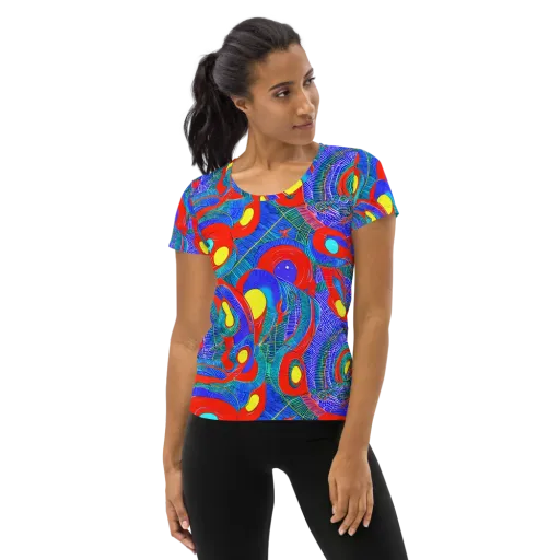 Red Tide Electric on a Women's Athletic T-Shirt