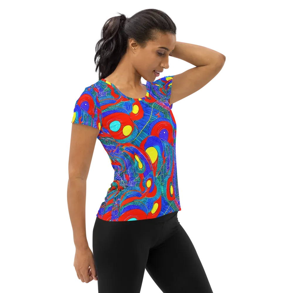 Red Tide Electric on Women's Athletic T-Shirt — Right