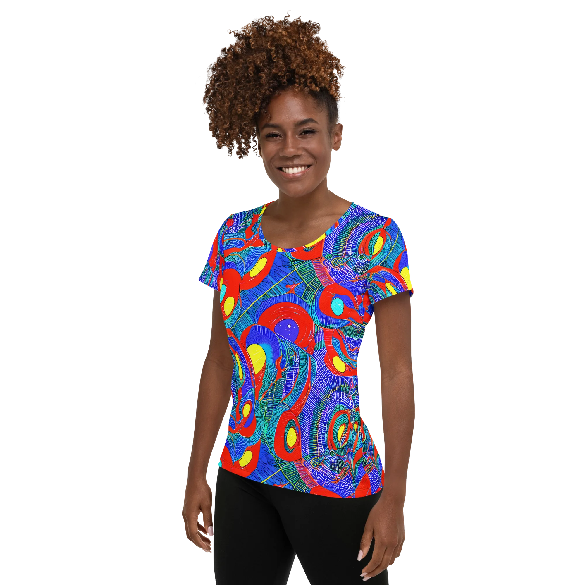 Red Tide Electric on Women's Athletic T-Shirt — Left