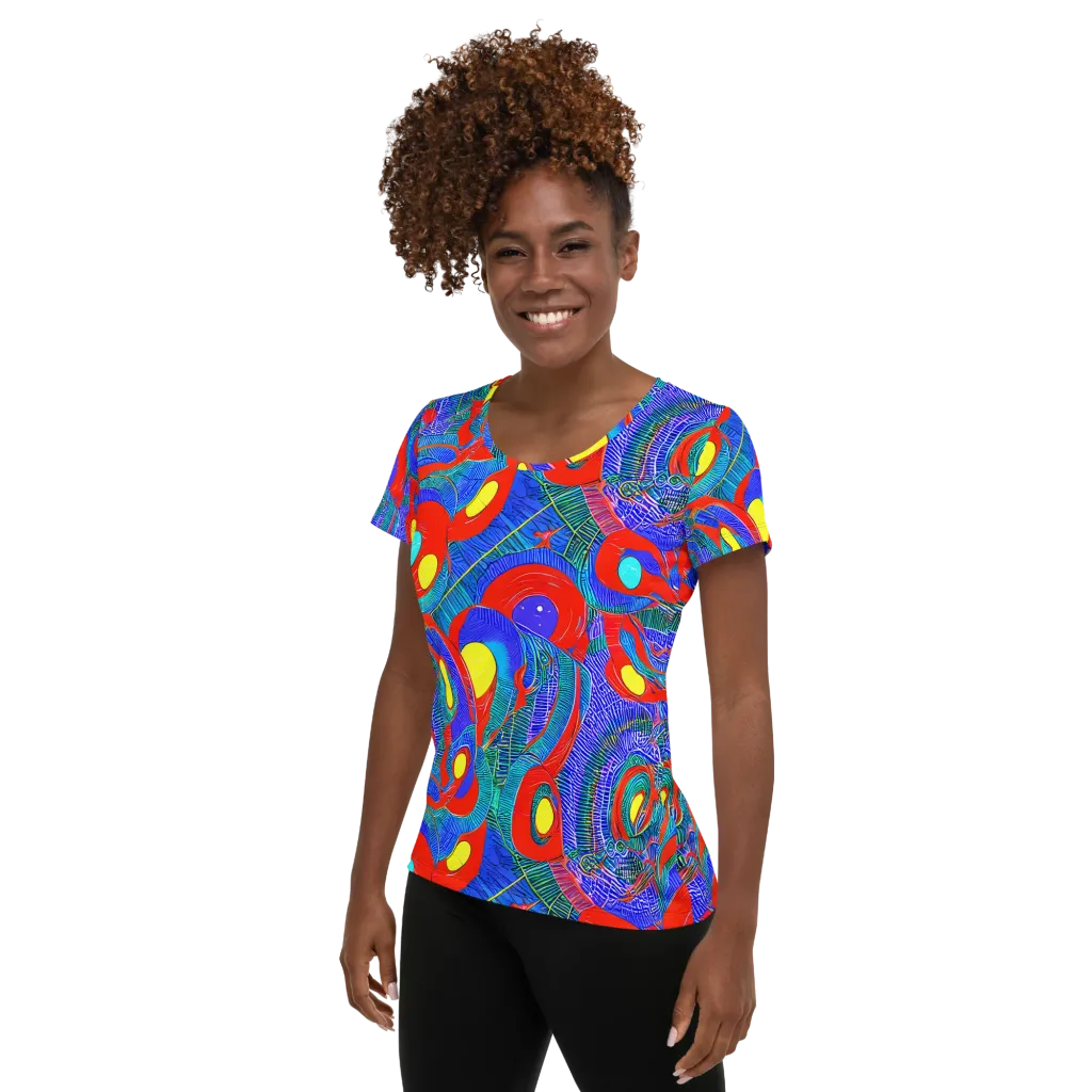 Red Tide Electric on Women's Athletic T-Shirt — Left