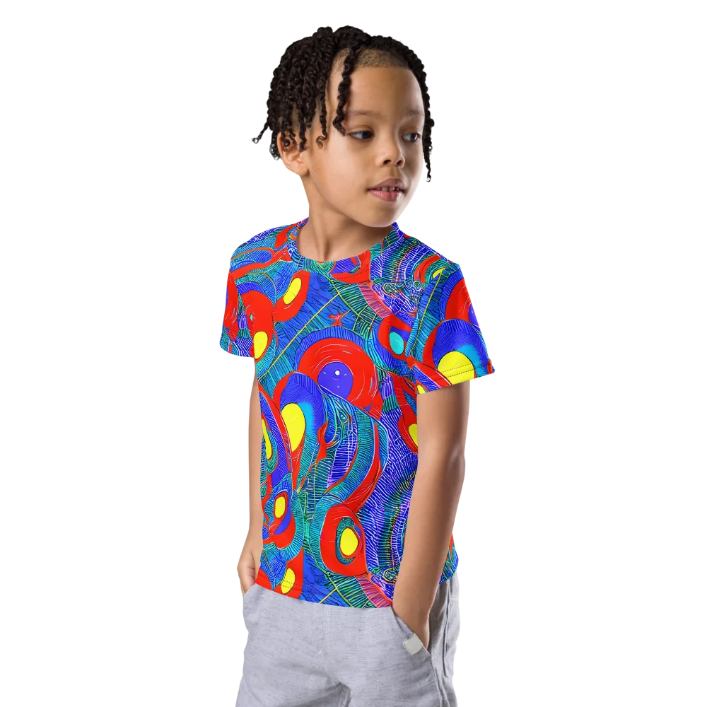 Red Tide Electric on Kids Crew Neck T-Shirt — Left Front