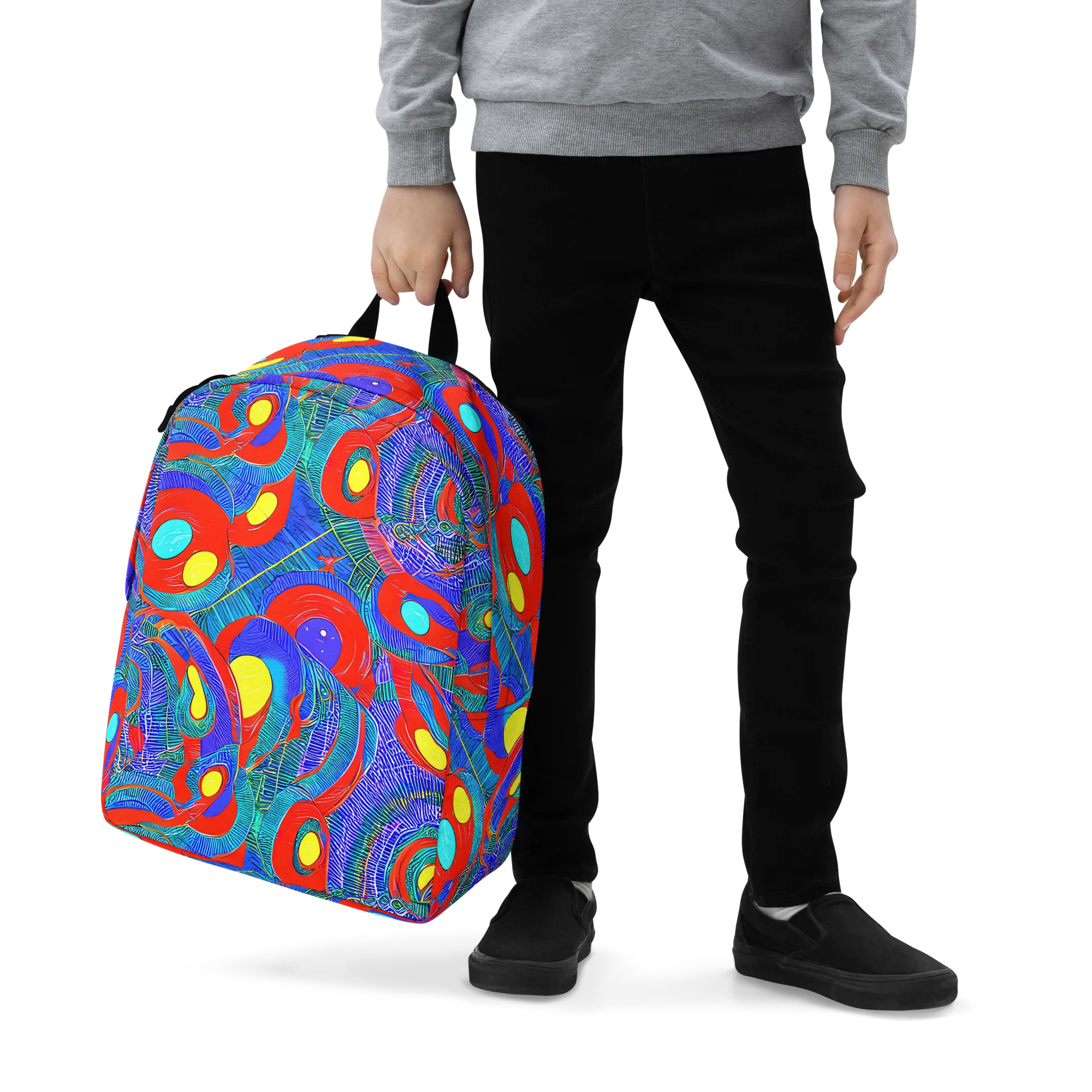 Red Tide Electric on Minimalist Backpack — Zoomed-in