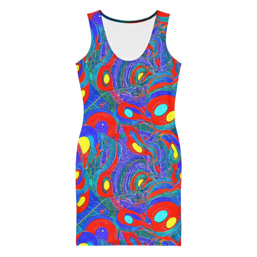 Red Tide Electric on Bodycon Dress — Front