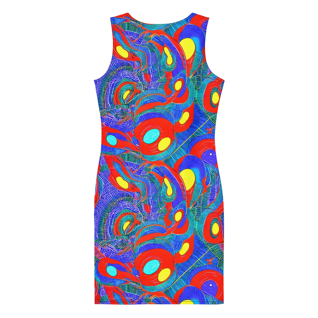 Red Tide Electric on Bodycon Dress — Back