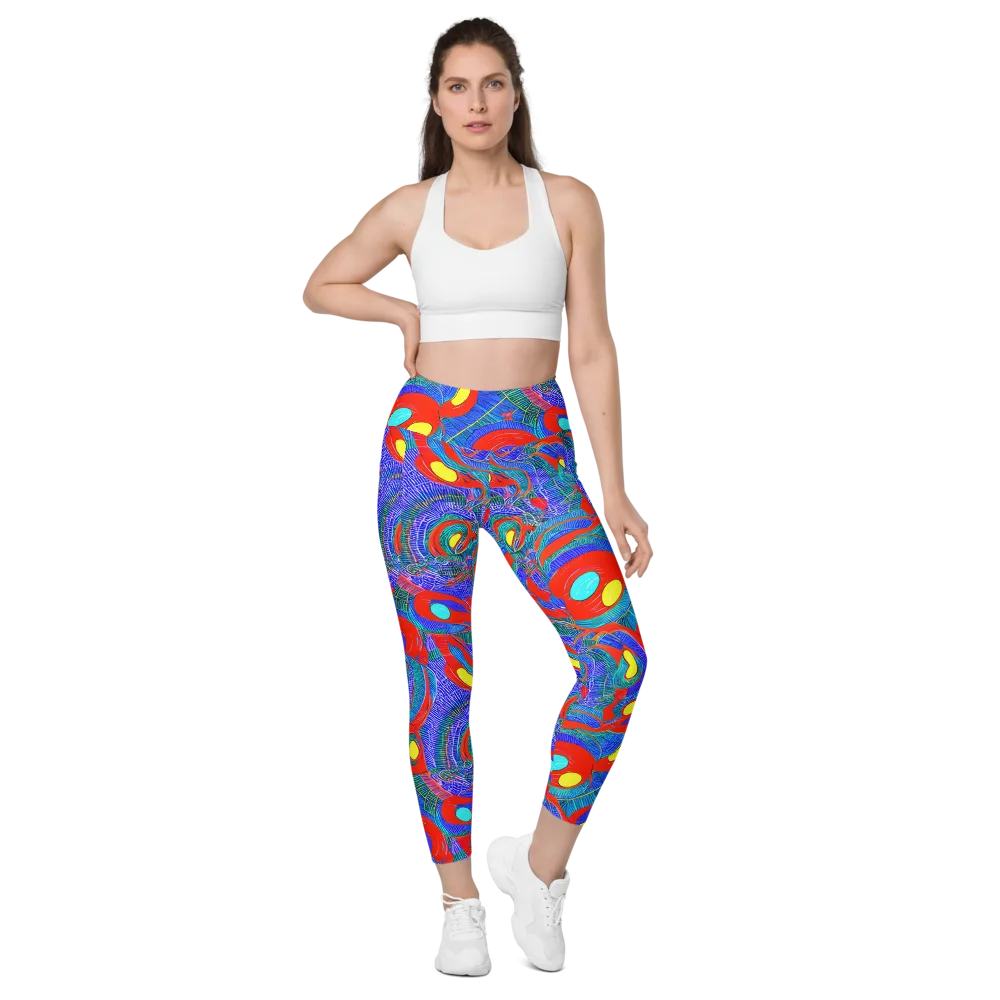 Red Tide Electric on Leggings with Pockets — Front