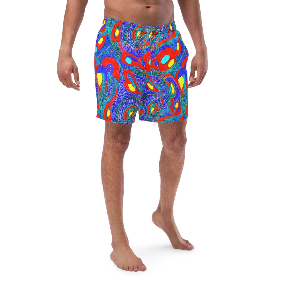 Red Tide Electric on Swim Trunks — Front