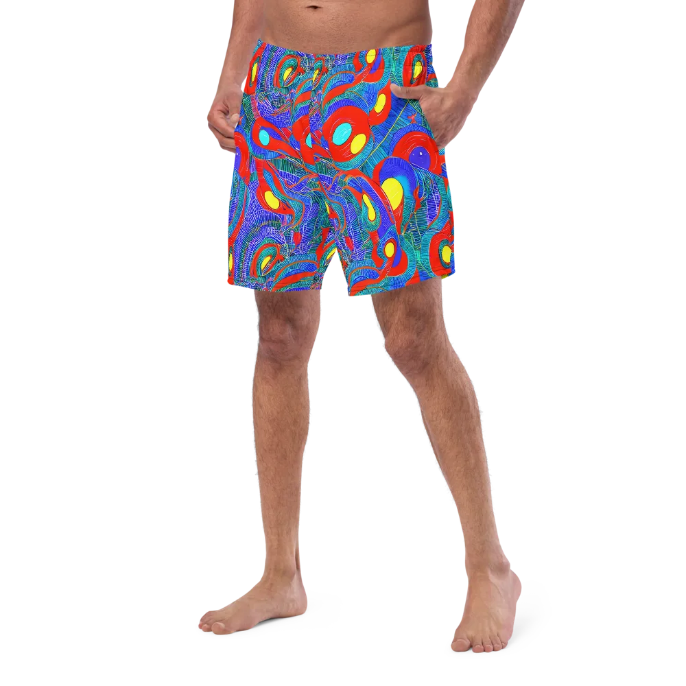 Red Tide Electric on Swim Trunks — Left Front