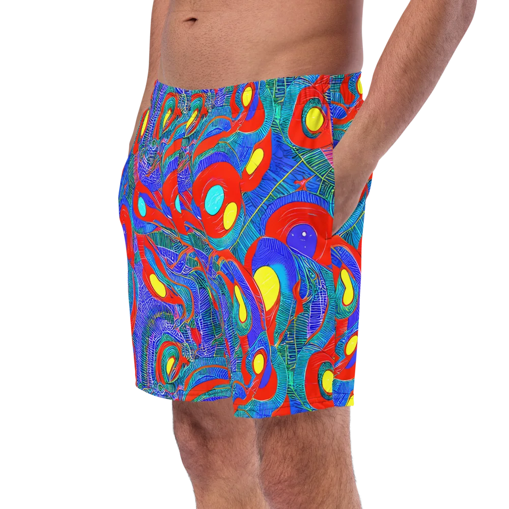 Red Tide Electric on Swim Trunks — Left Front