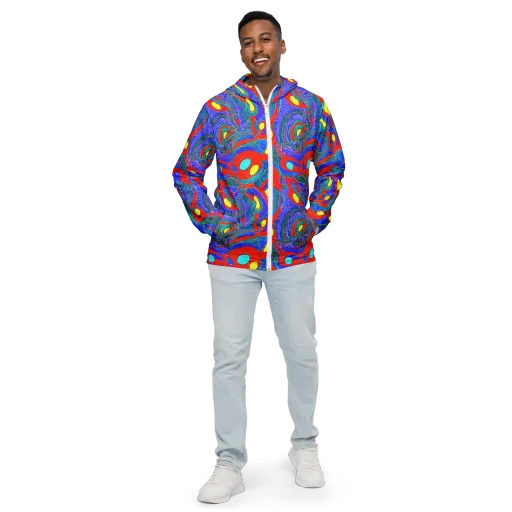 Red Tide Electric on a Men's Windbreaker
