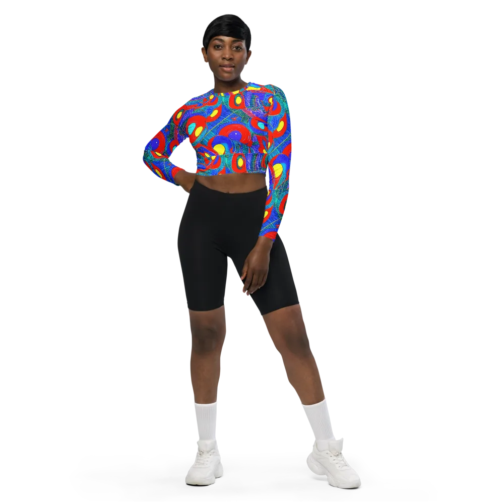 Red Tide Electric on Long Sleeve Crop Top — Front