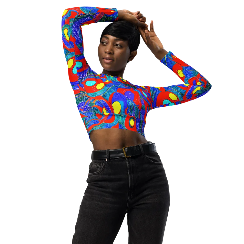Red Tide Electric on Long Sleeve Crop Top — Front