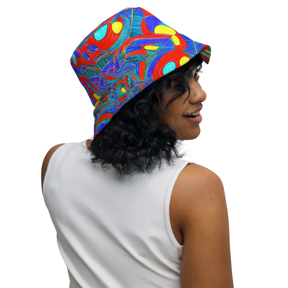 Red Tide Electric on Reversible Bucket Hat — Right Outside