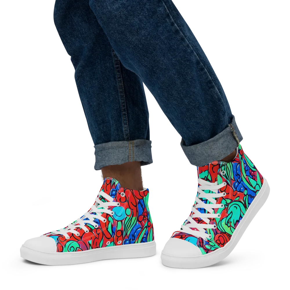 Hypercolor Habitat on Men's High Top Canvas Shoes — Left