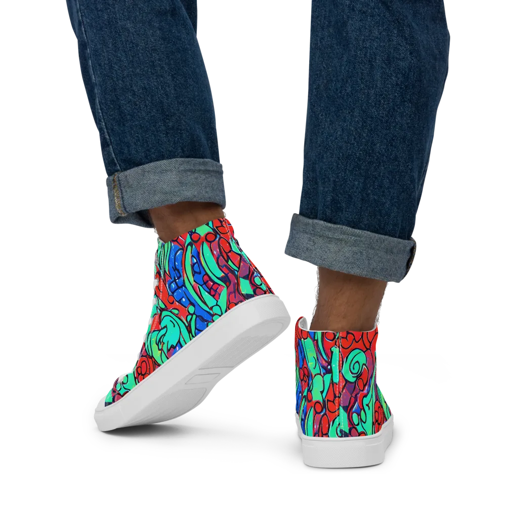Hypercolor Habitat on Men's High Top Canvas Shoes — Back