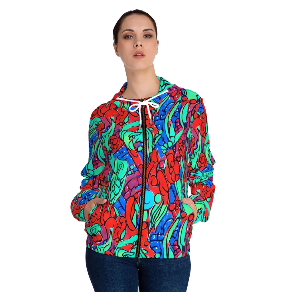 Hypercolor Habitat on Women's Full-Zip Hoodie — Front On Person